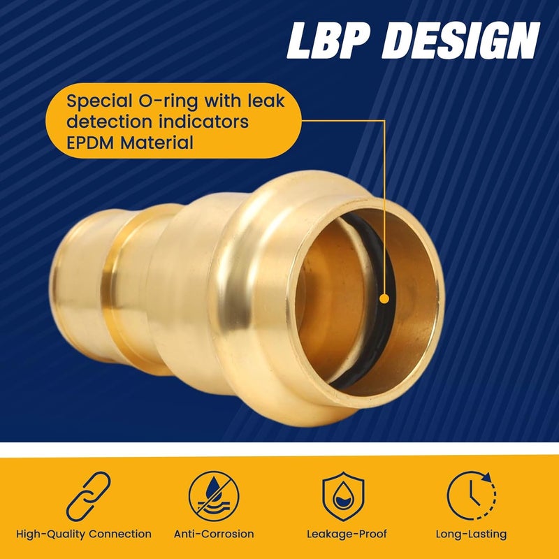 Abbiemo 10 قطع محول برونزي Propress x 3/4 بوصة PEX-A F1960 مع تركيبات ضغط وحلقة O من EPDM لتوصيلات الأنابيب النحاسية برونز خالي من الرصاص بتصنيف ضغط 250 PSI مقاوم للتسرب - Image 4